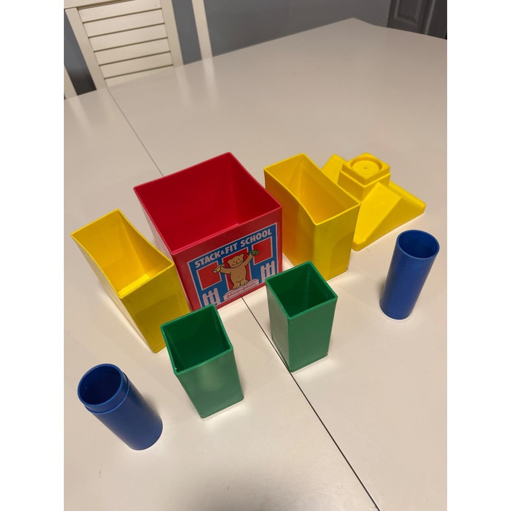 Vintage 1983 Johnson & Johnson Stack & Fit School Nesting Toy‎ Set Made in USA